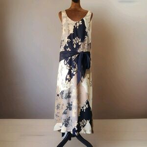 Vintage 90s Gala‎ Collection Dress Size S Drop Tie Waist Neutral Sleeveless Boho